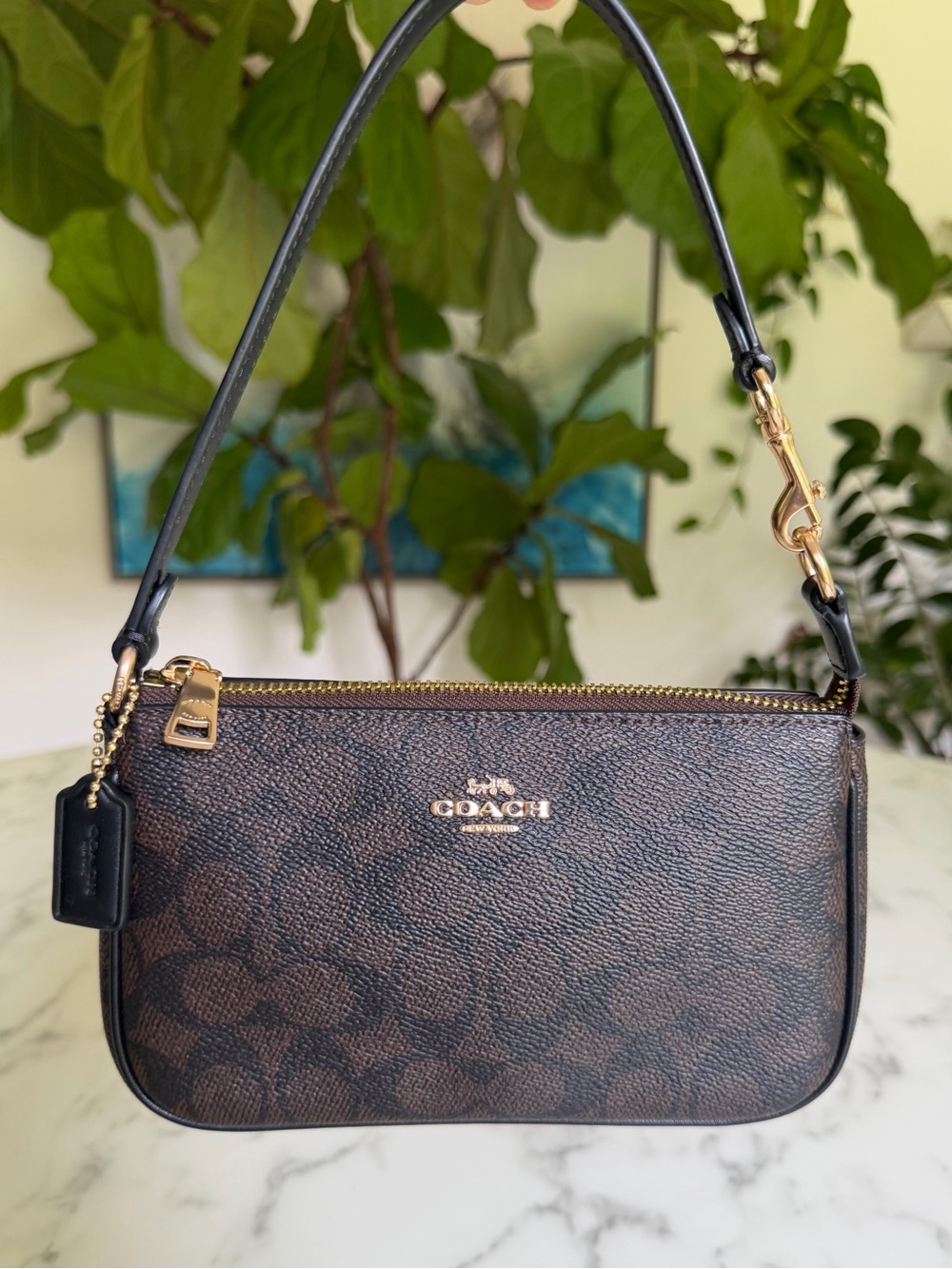 Coach Nolita 19 In Signature Canvas Gold Brown Black CW426 Mini Shoulder Bag